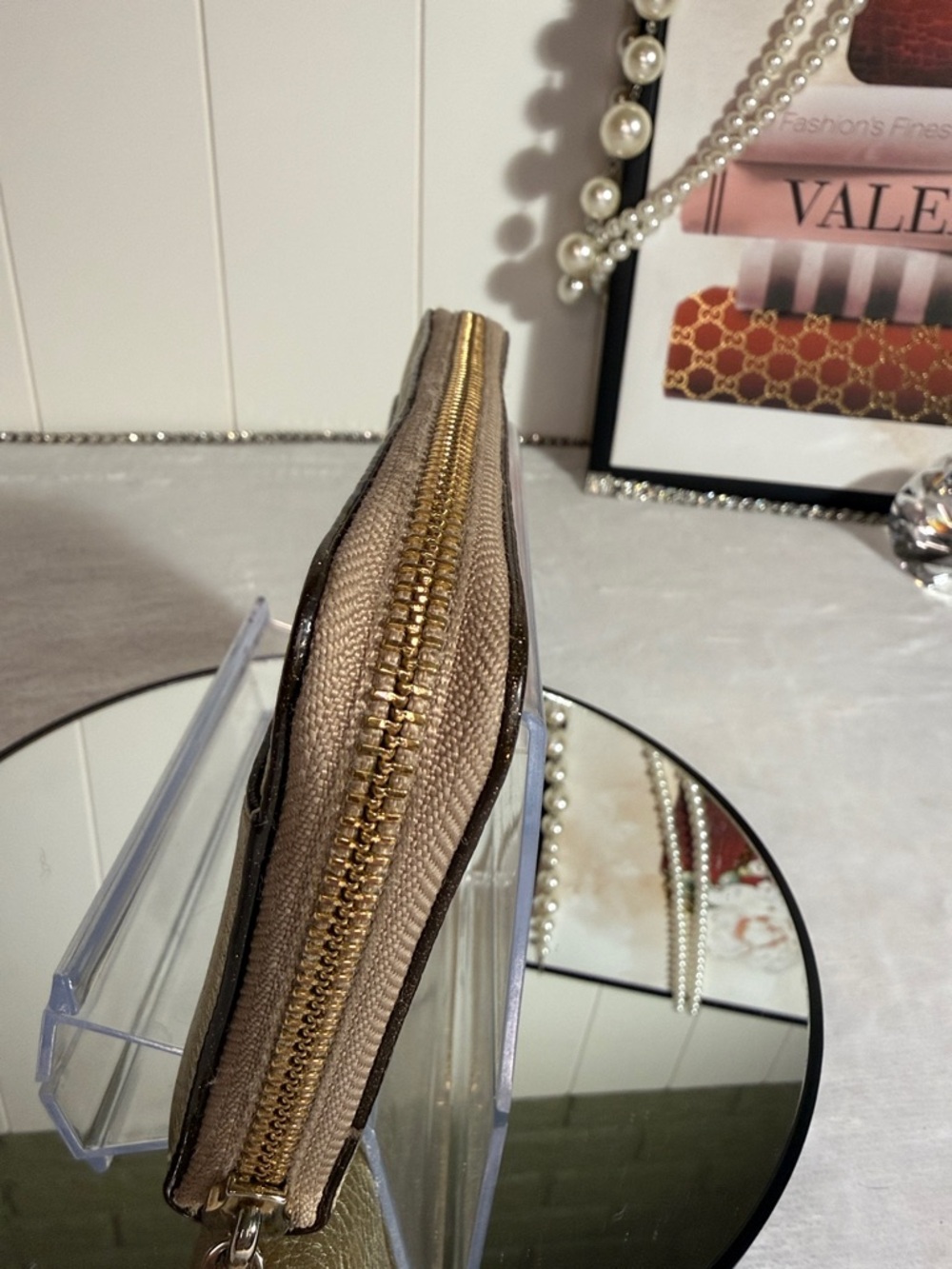 Coach Gold Metallic Pebbled Leather Zip Around Accordion Wallet Y2K - Picture 4 of 9